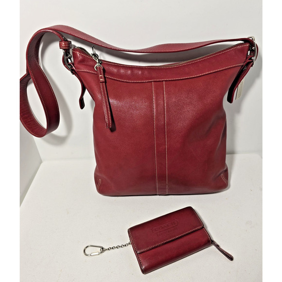 Vintage Coach Red Leather Legacy Slim Duffle Bag 9188 & Coach Leatherware wallet - Picture 1 of 16
